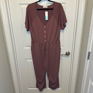 NWT Kaileigh Mauve Pink Buttonup Jumpsuit